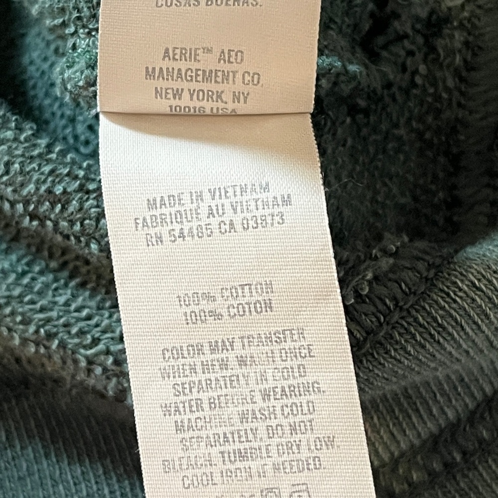 AERIE Oversized Beach Weekend Pullover Henley Hoodie in Forest Green Size Small - Picture 15 of 16